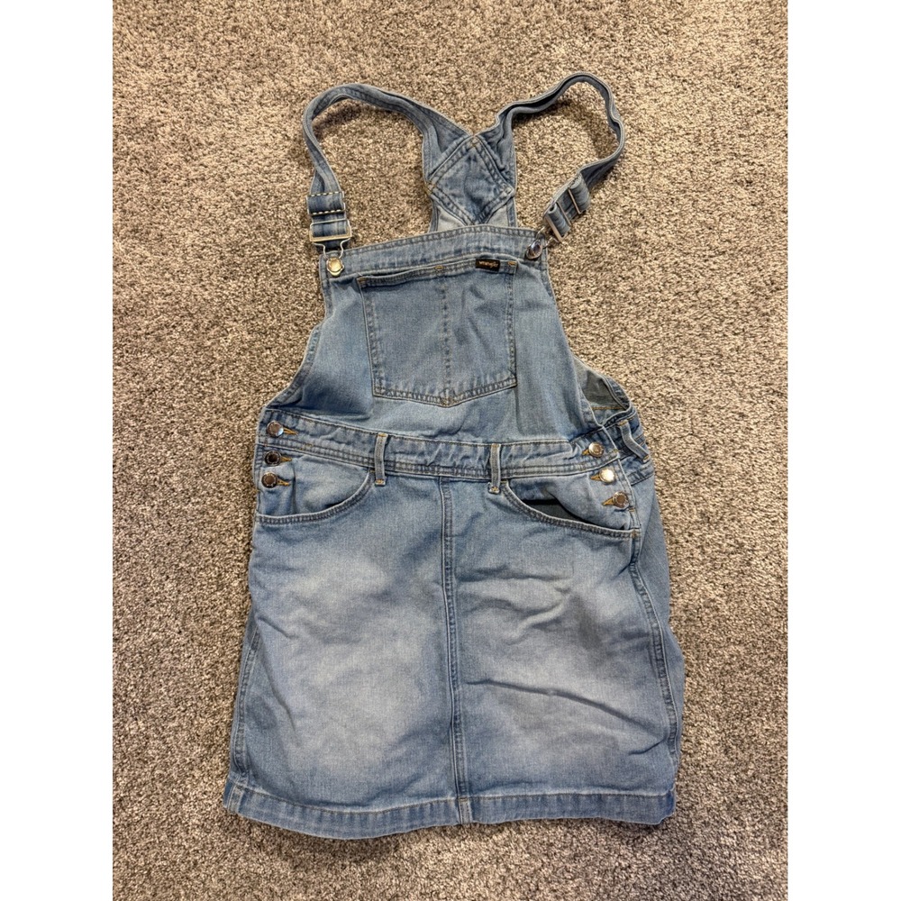 Wrangler Overall Dress Womens Medium Blue Denim Pinafore Mini Skirt 112350002